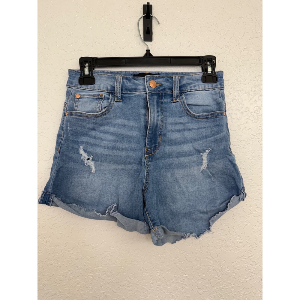 Kendall & Kylie Womens The Icon Short Denim Distressed Cuffed Blue Jean Shorts